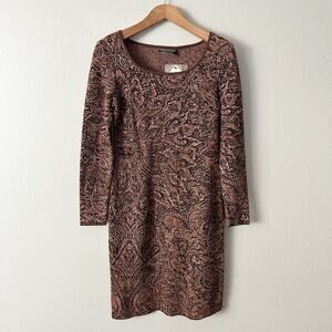 Peruvian Connection Priya Sweater Dress‎ Pima Cotton Lurex Metallic Size Medium